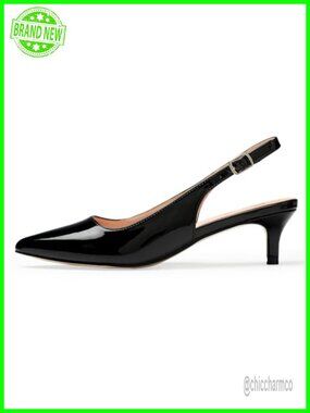 Women's Kitten Heels Slingback Pumps Closed Toe Low Heel Comfortable Work Shoes